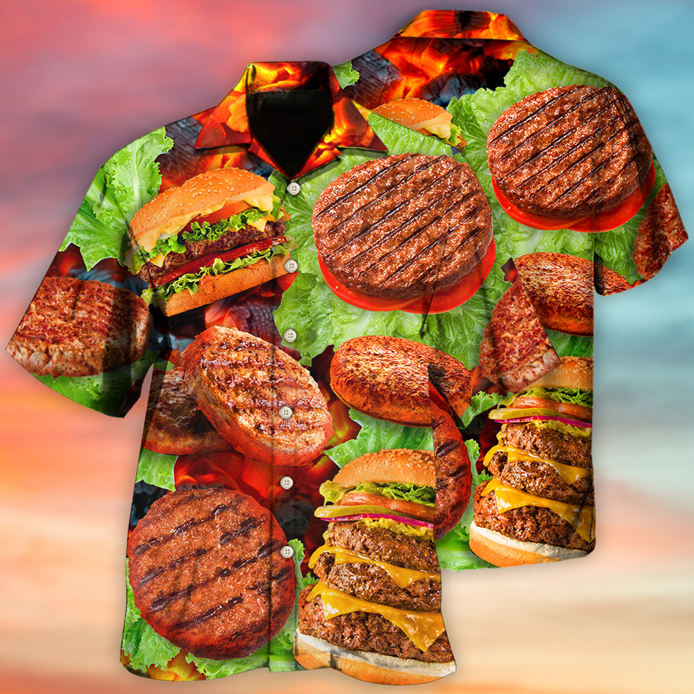 BBQ Hamburger Patties BBQ Style - Hawaiian Shirt - Reefox