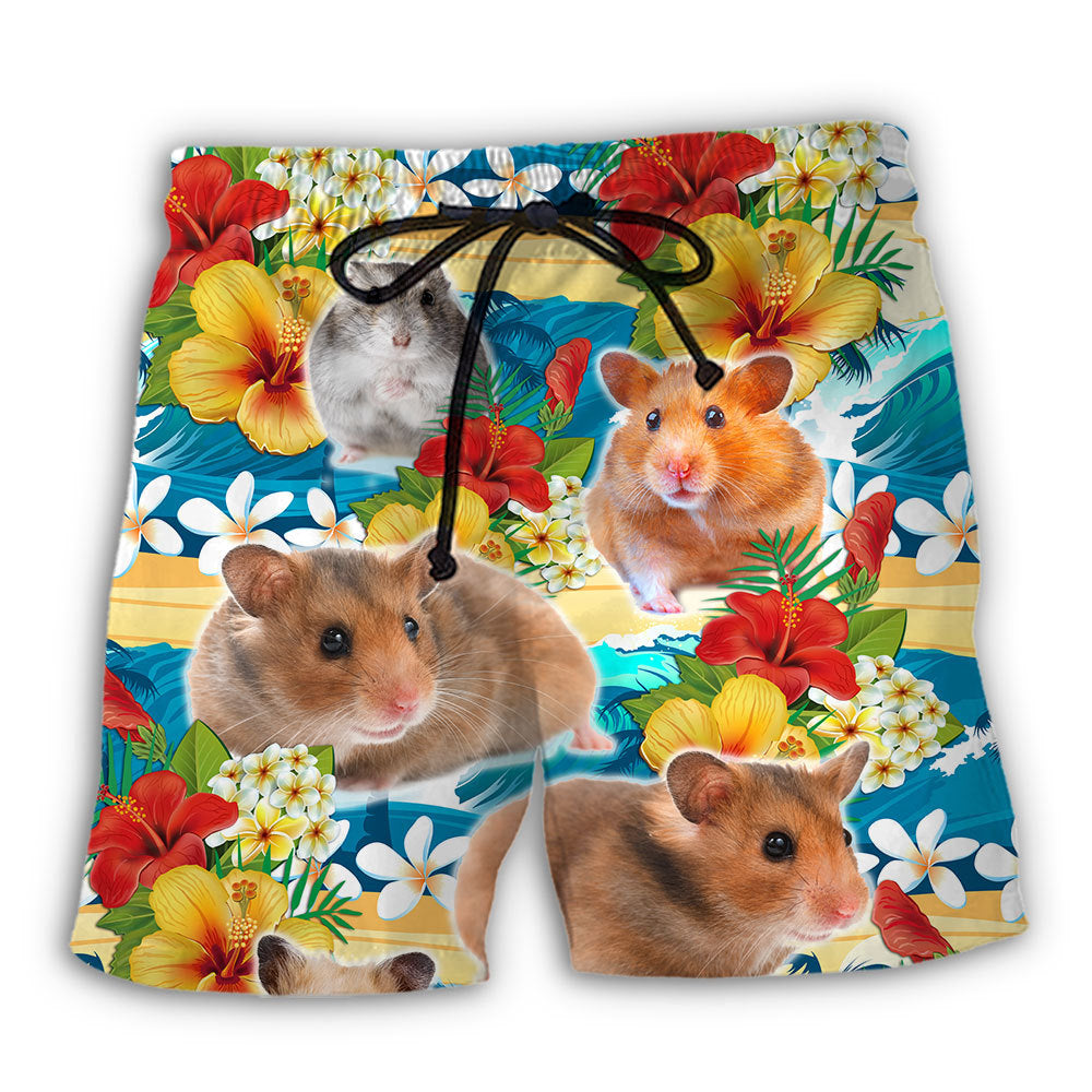 Beach Short / Adults / S Hamster Love Tropical Flowers - Beach Short Reefox - Owls Matrix LTD