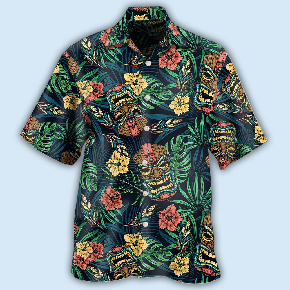 Tiki Hawaii Tropical Leaf Style - Hawaiian Shirt - Reefox