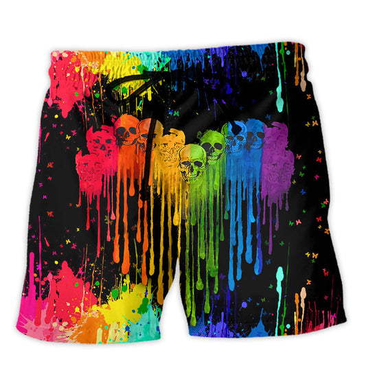 Beach Short / Adults / S LGBT Heart Skull Style - Beach Short Reefox - Owls Matrix LTD
