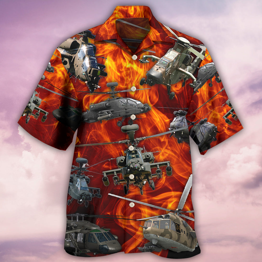 Helicopter On Fire - Hawaiian Shirt - Reefox