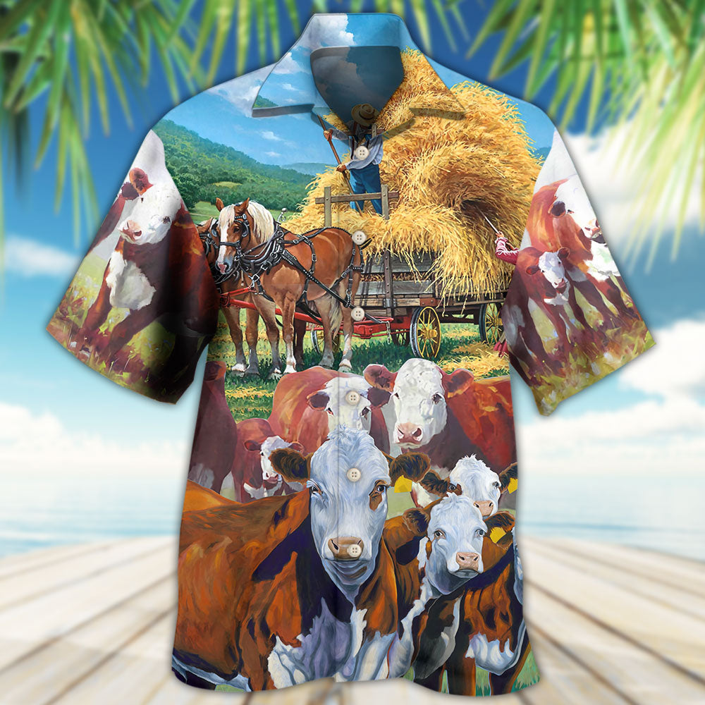 Cow Peaceful Life Hereford Cow - Hawaiian Shirt - Reefox