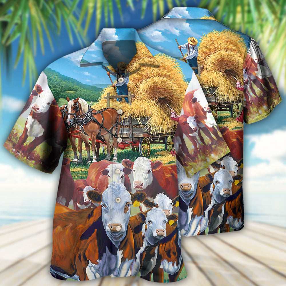 Cow Peaceful Life Hereford Cow - Hawaiian Shirt - Reefox