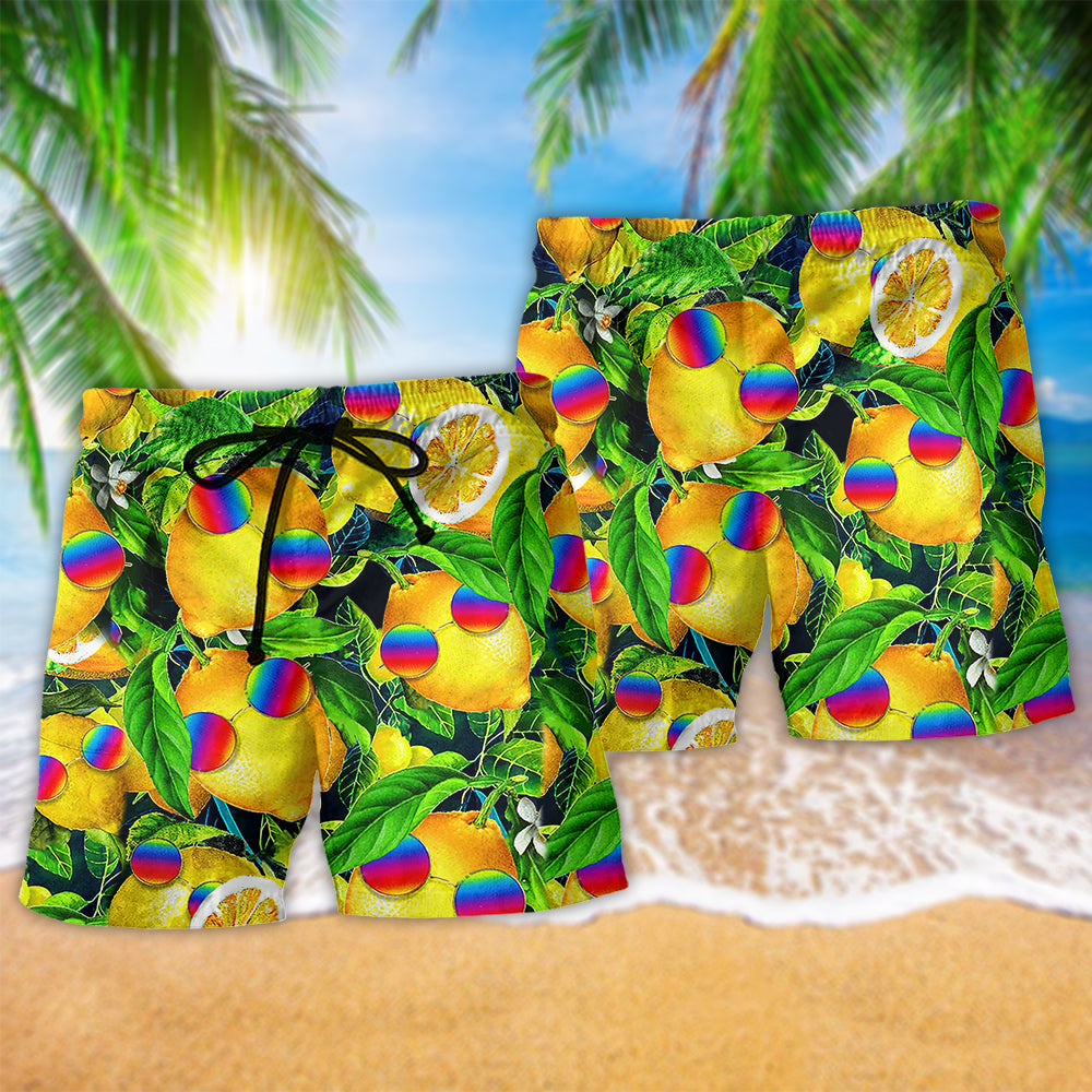 Hippie Fruit Lemon Peace Life Color - Beach Short Reefox - Owls Matrix LTD