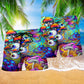 Hippie Mushroom Eyes Style - Beach Short Reefox - Owls Matrix LTD