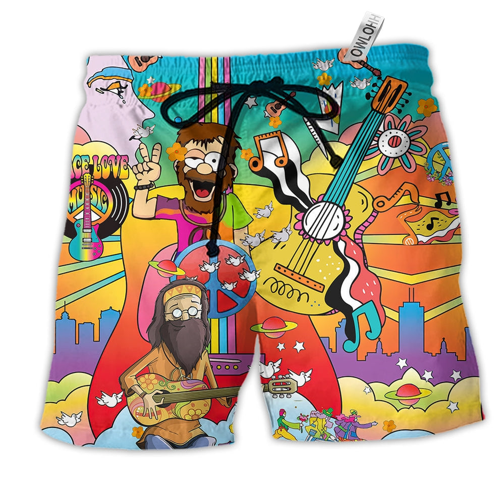 Beach Short / Adults / S Hippie Music Guitar Peace Life Colorful Life - Beach Short Reefox - Owls Matrix LTD