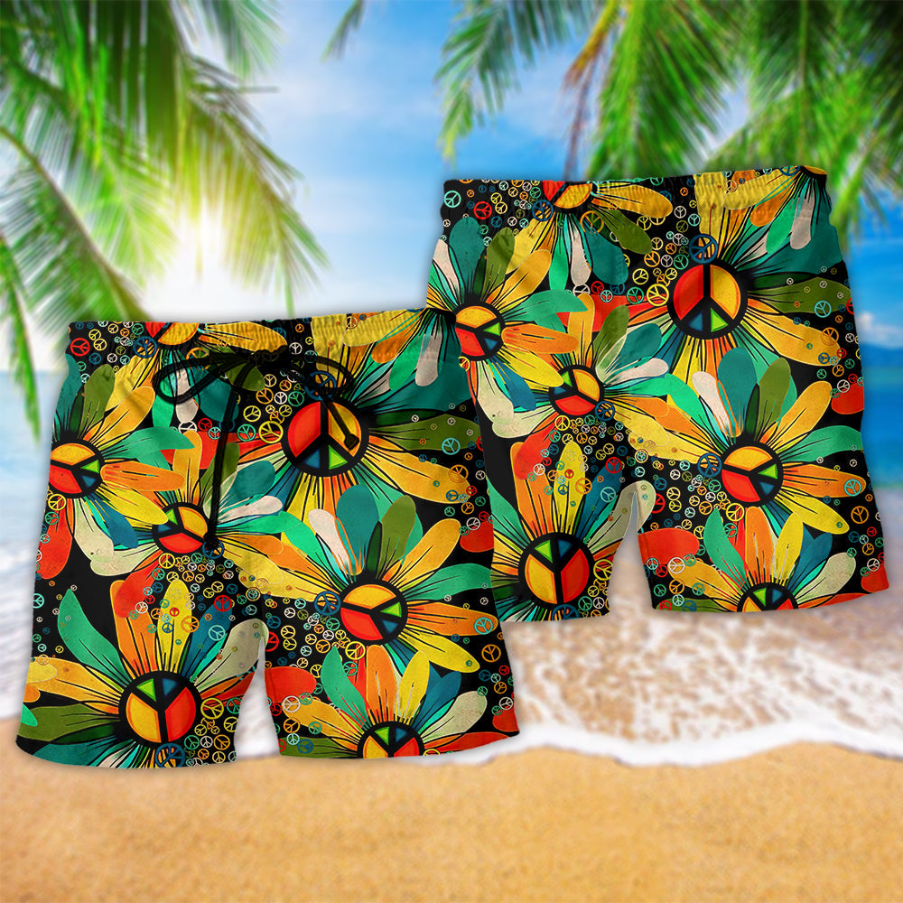 Hippie Peace Flowers Style - Beach Short Reefox - Owls Matrix LTD