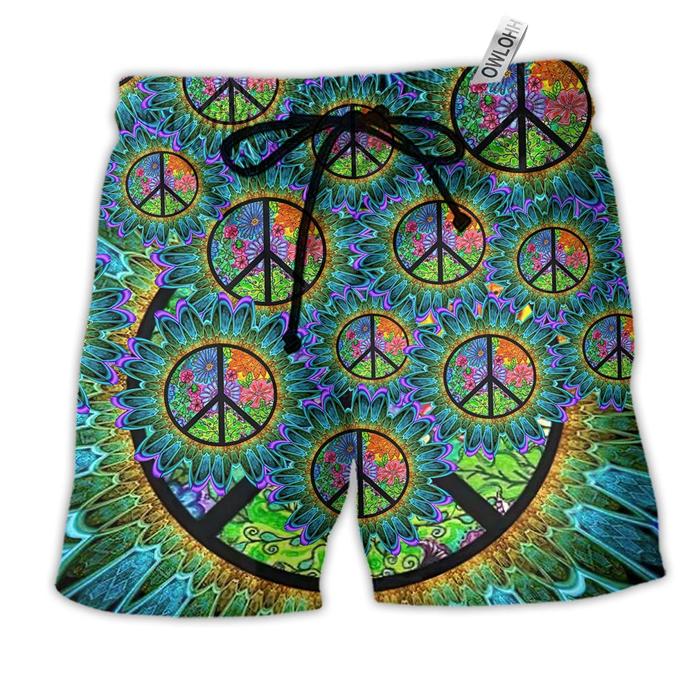 Beach Short / Adults / S Hippie Peaceful Life Color - Beach Short Reefox - Owls Matrix LTD