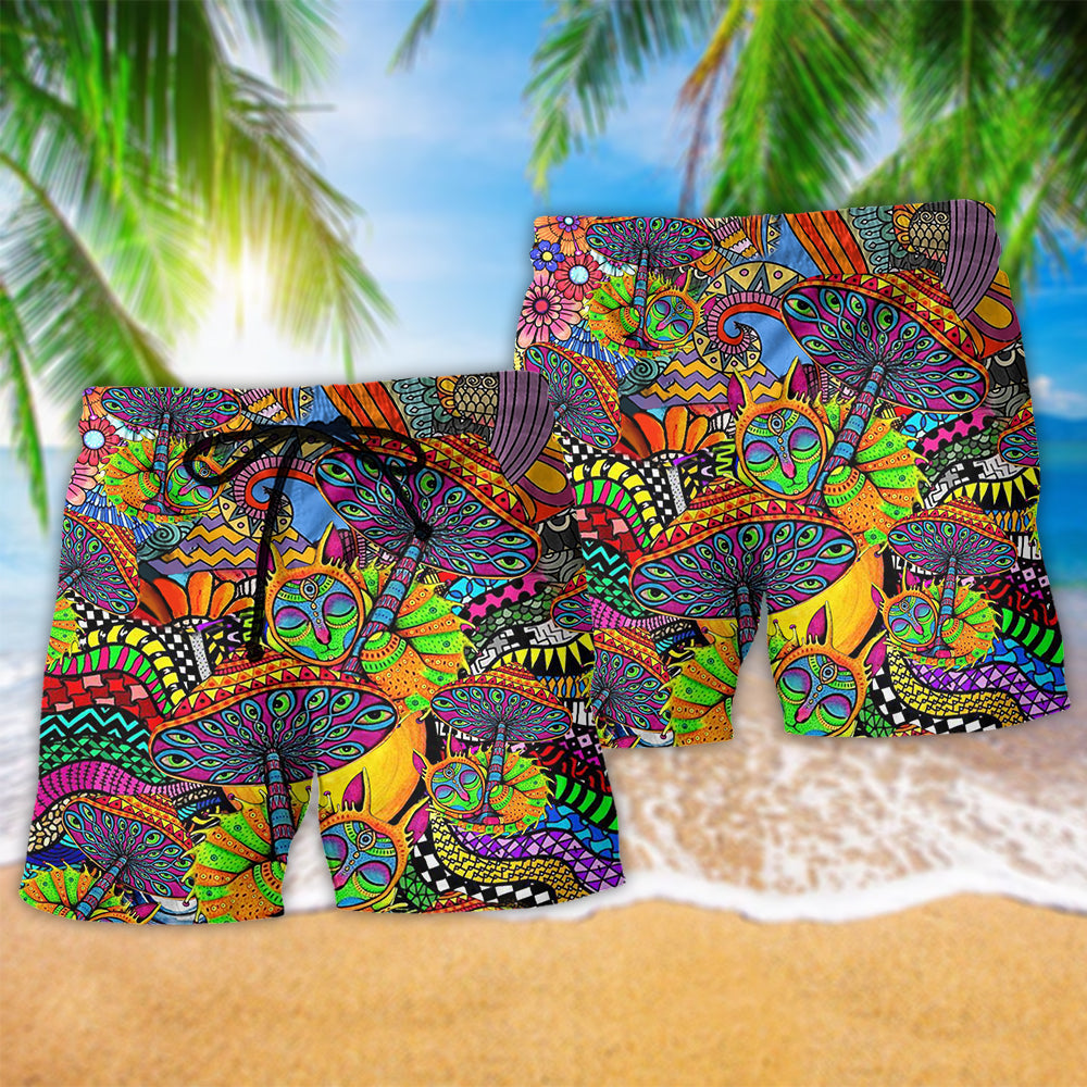 Hippie Peaceful Life Color Style - Beach Short Reefox - Owls Matrix LTD