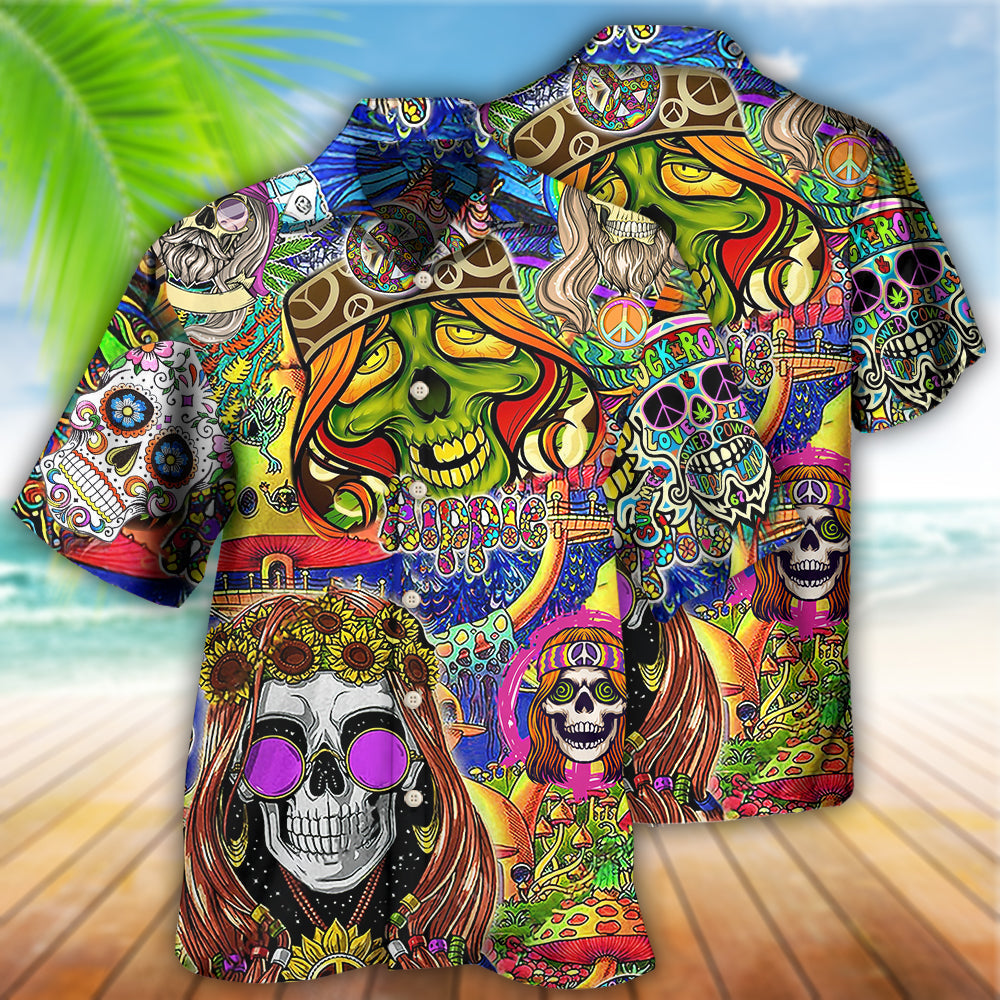 Hippie Skull Rock And Roll - Hawaiian Shirt - Reefox