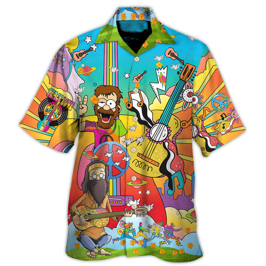 Hippie Music Guitar Peace Life Color - Hawaiian Shirt