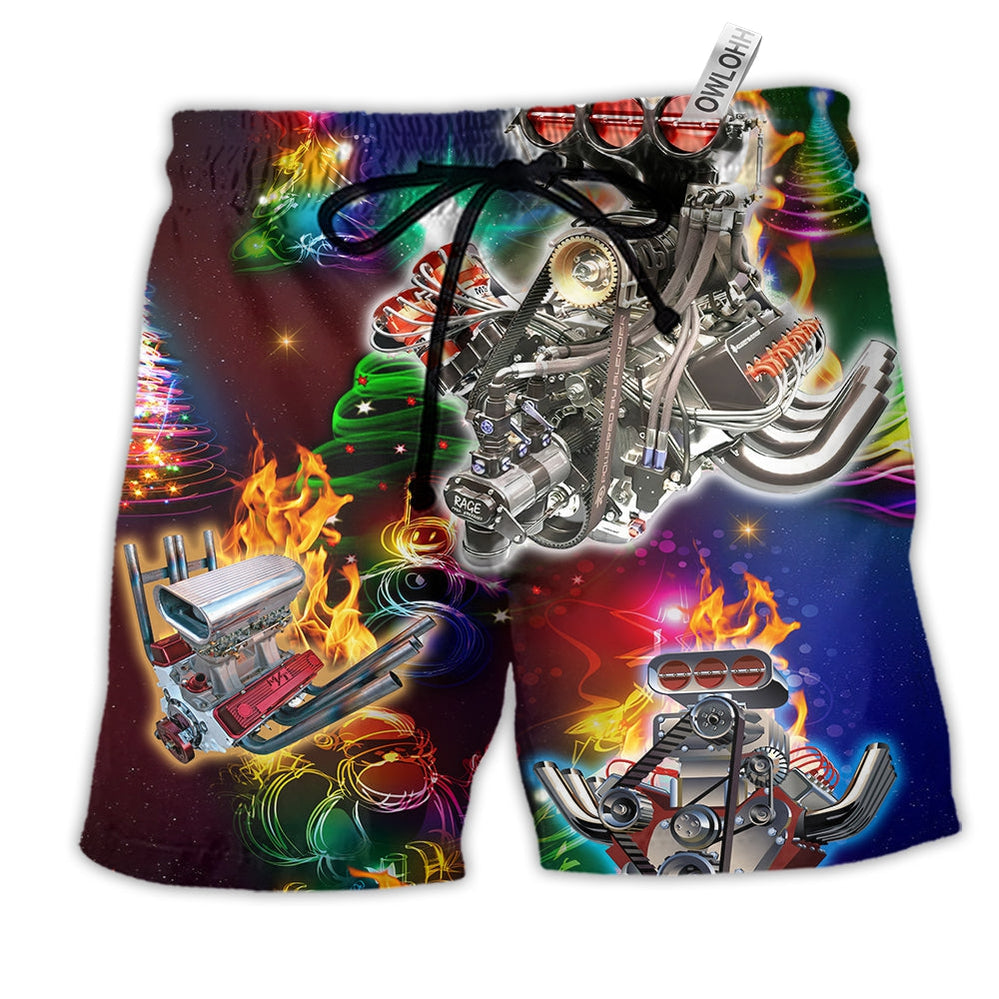 Beach Short / Adults / S Hot Rod Christmas Tree - Beach Short Reefox - Owls Matrix LTD