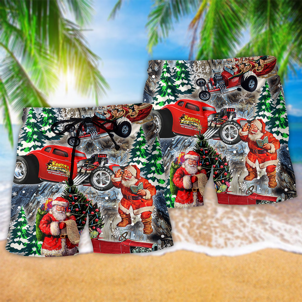 Hot Rod Merry Christmas Red Style - Beach Short Reefox - Owls Matrix LTD