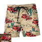 Beach Short / Adults / S Hot Rod On The Desert Basic Style Custom Photo - Beach Short Reefox - Owls Matrix LTD