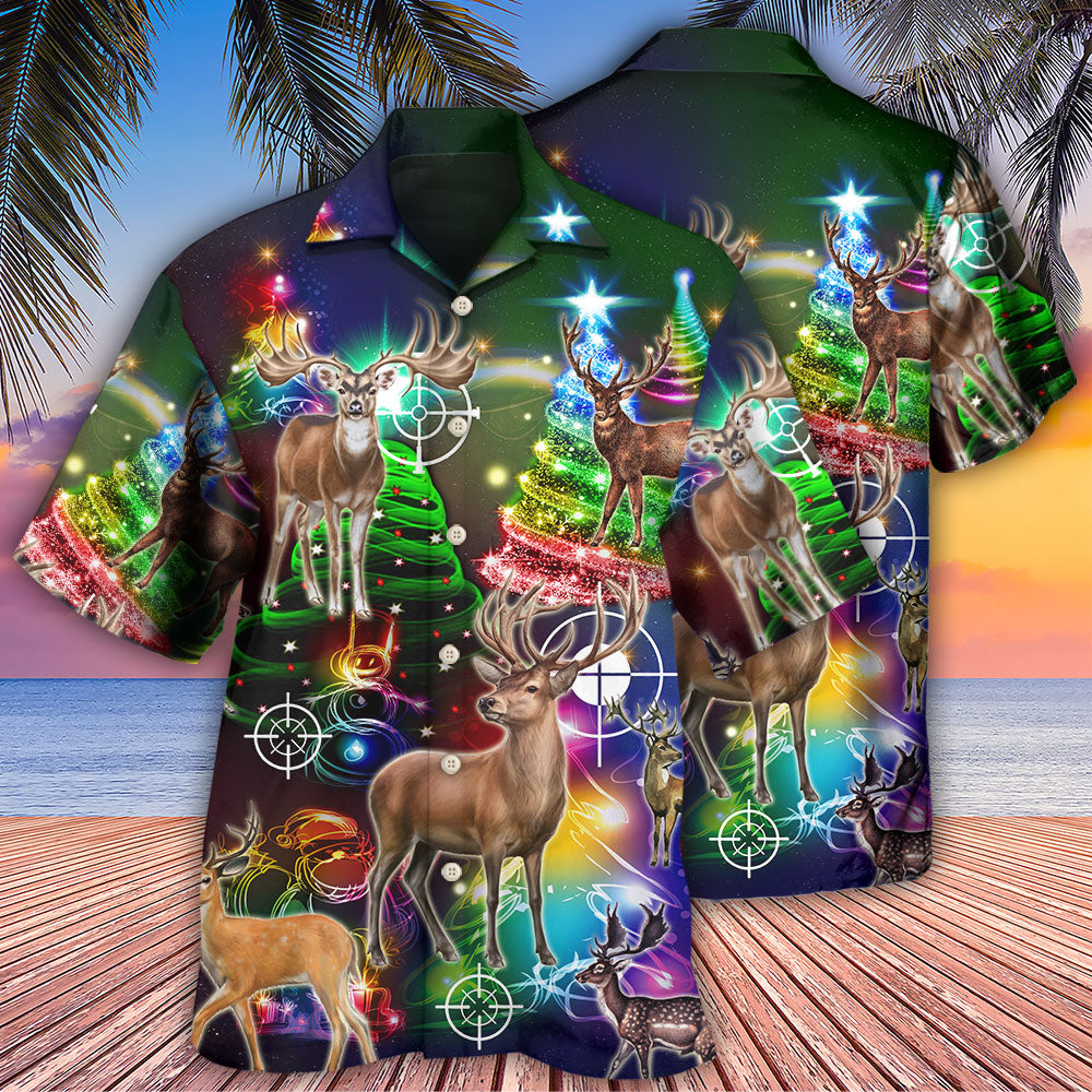 Hunting Deer Lover Amazing Merry Christmas - Hawaiian Shirt - Reefox