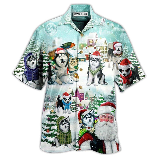 Hawaiian Shirt / Adults / S Christmas Husky Merry Christmas Lovely Style - Hawaiian Shirt - Reefox