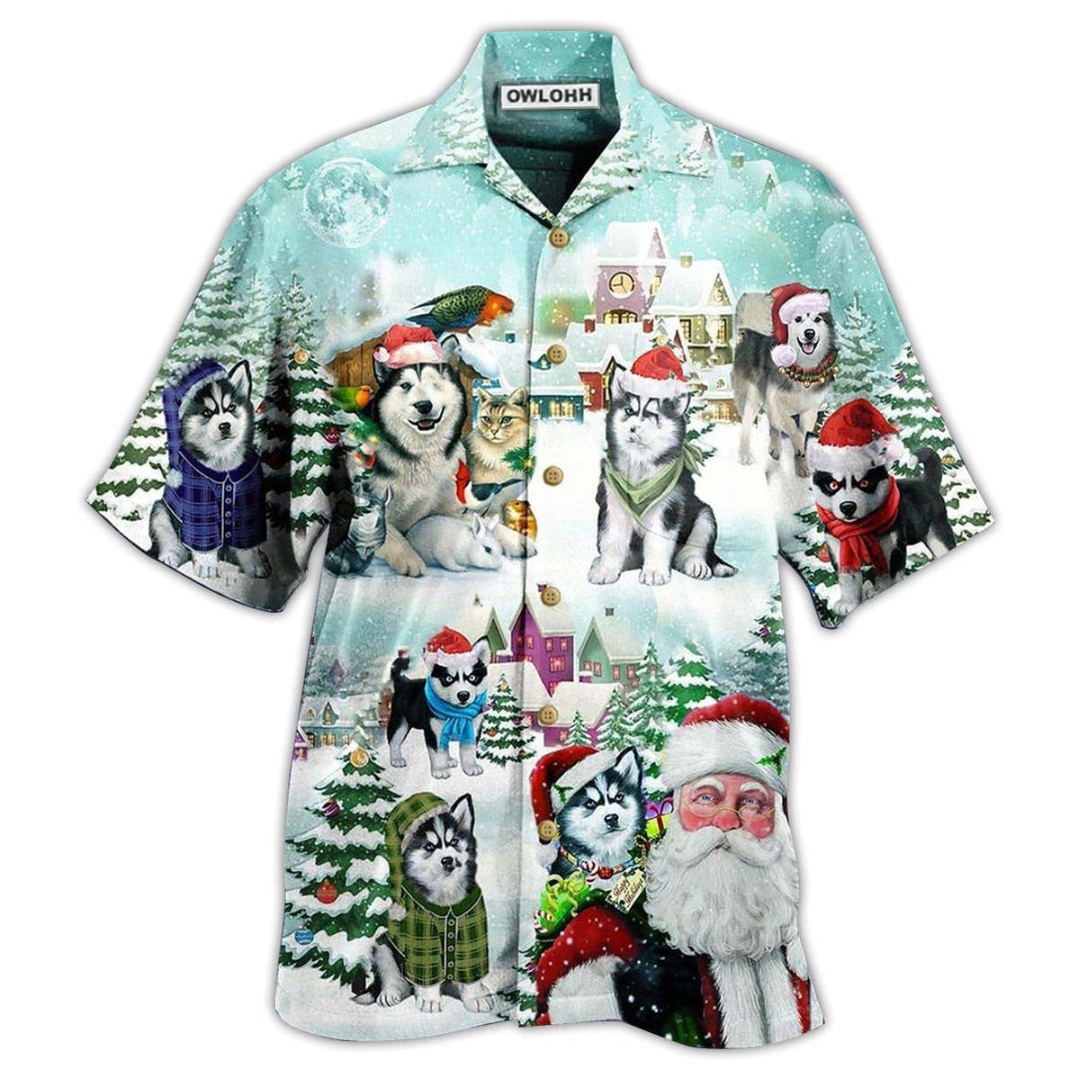 Hawaiian Shirt / Adults / S Christmas Husky Merry Christmas Lovely Style - Hawaiian Shirt - Reefox