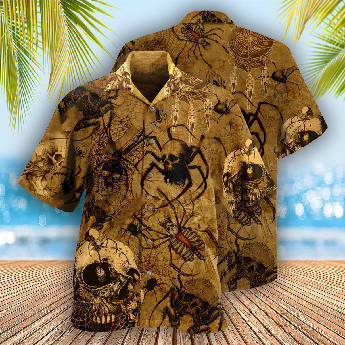 Skull Im Only Here For The Spiders - Hawaiian Shirt - Reefox