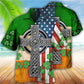 Irish American Flag Celtic Cross Irish Saint Patrick'S Day All Over - Hawaiian shirt - Reefox