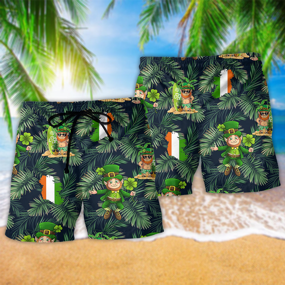 Irish People Proud Leprechaun Tropical Leaf - Beach Short Reefox - Owls Matrix LTD