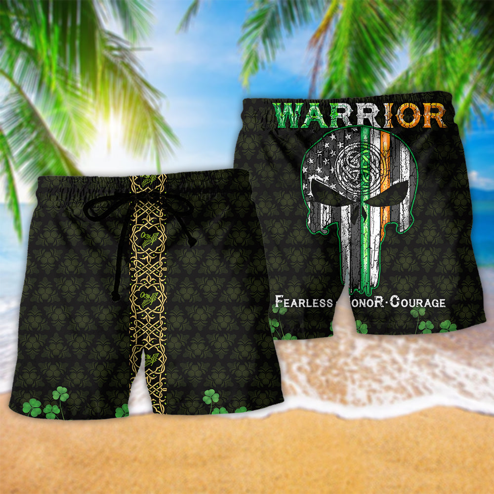 Irish Warrior Fearless Honor Courage Green Leaf - Beach Short Reefox - Owls Matrix LTD