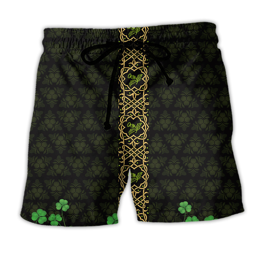 Beach Short / Adults / S Irish Warrior Fearless Honor Courage Green Leaf - Beach Short Reefox - Owls Matrix LTD