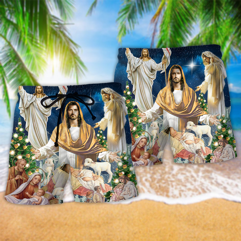 Jesus Christmas Miracle Night - Beach Short Reefox - Owls Matrix LTD