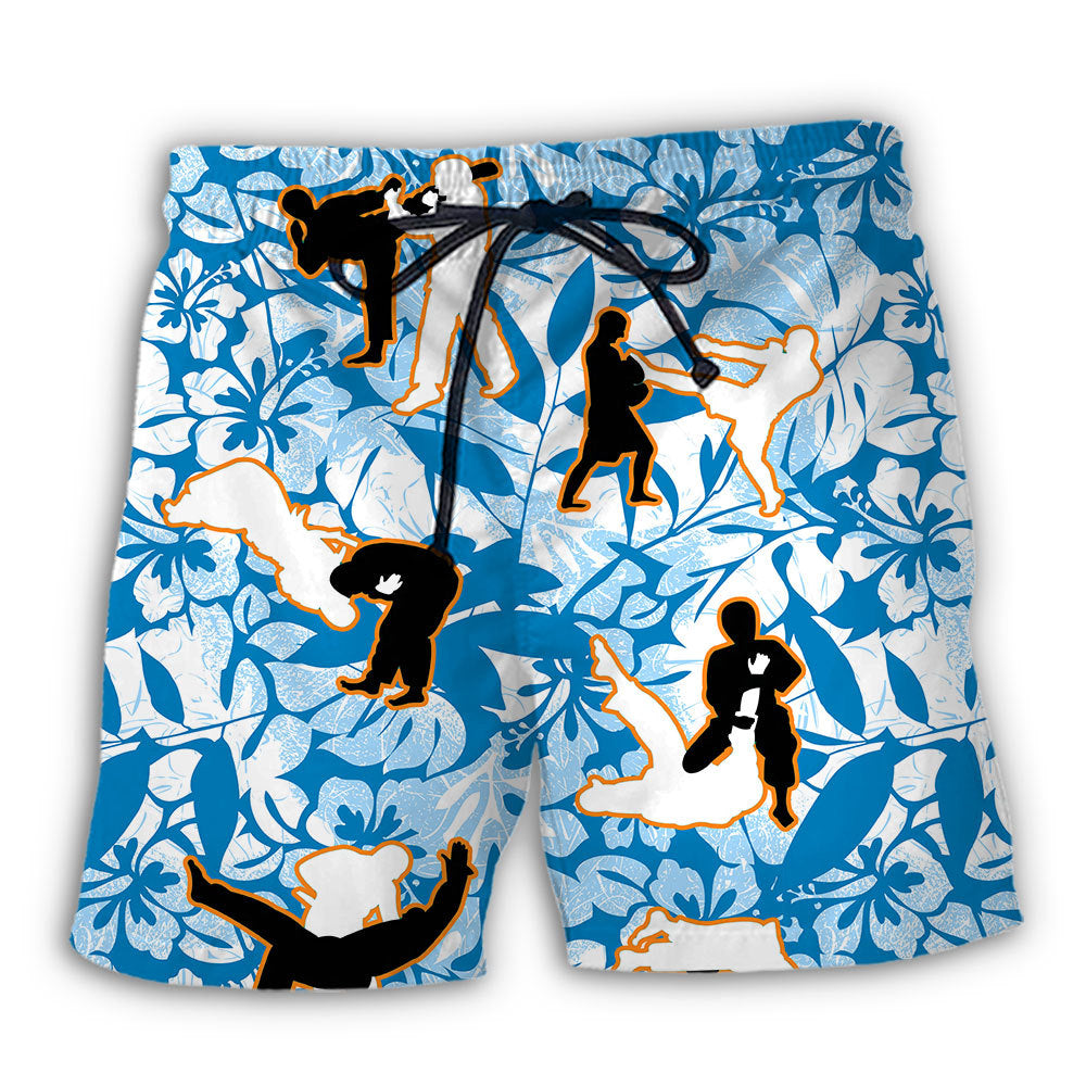 Beach Short / Adults / S Ju Jitsu Make Me Strong Tropical Floral - Beach Short Reefox - Owls Matrix LTD