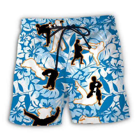 Beach Short / Adults / S Ju Jitsu Make Me Strong Tropical Floral - Beach Short Reefox - Owls Matrix LTD