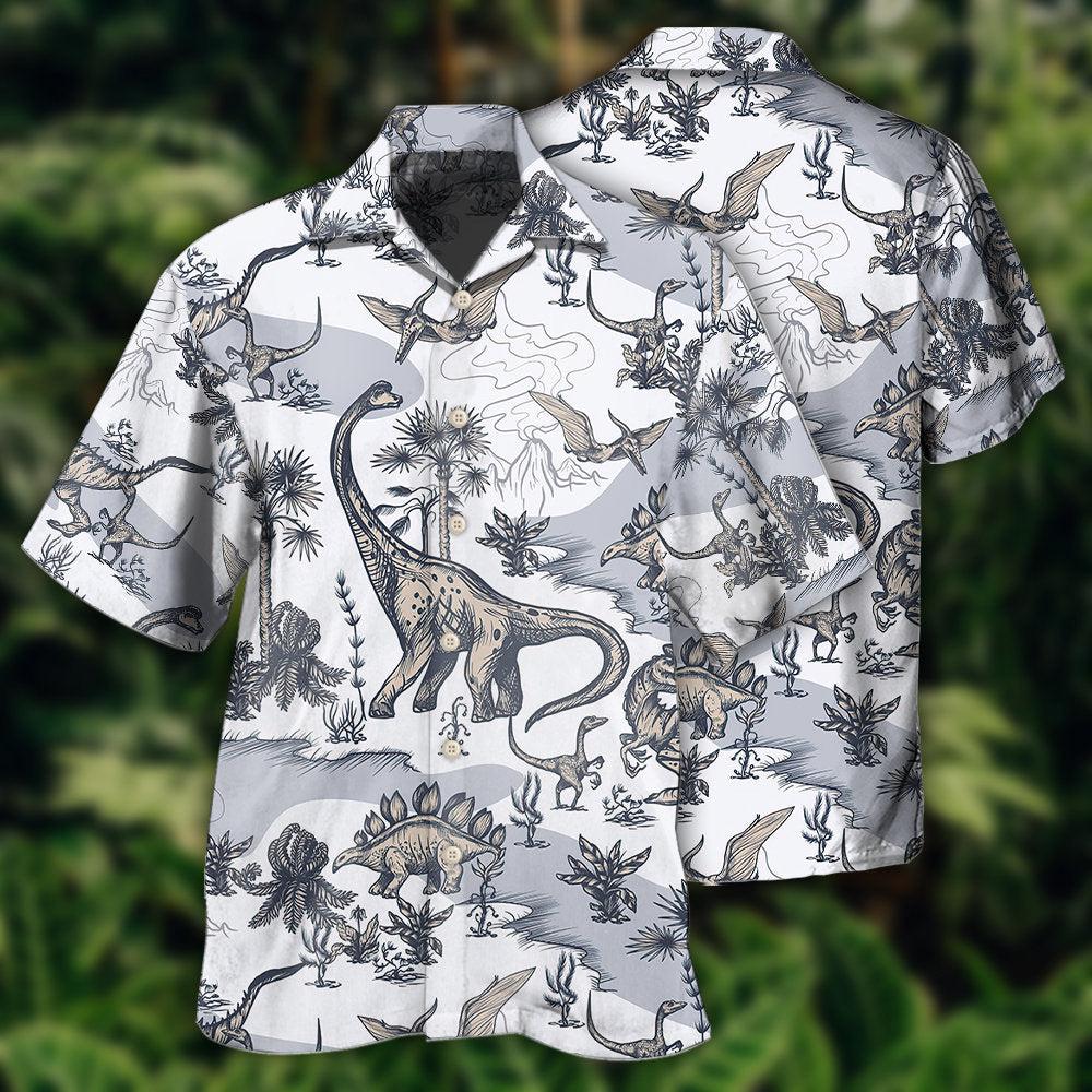 Dinosaur Jurassic Dinosaur Art Style - Hawaiian Shirt - Reefox