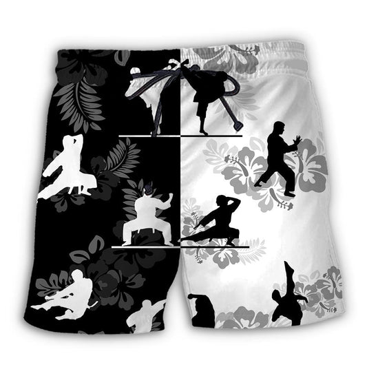 Beach Short / Adults / S Karate Make Me Strong Tropical Floral - Beach Short Reefox - Owls Matrix LTD