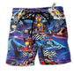 Beach Short / Adults / S Kart Racing Go Kart Or Go Home Blue - Beach Short Reefox - Owls Matrix LTD