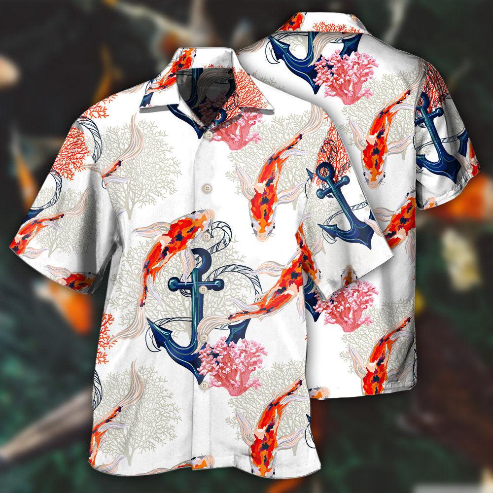 Fish Koi Fish Anchor Coral - Hawaiian Shirt - Reefox