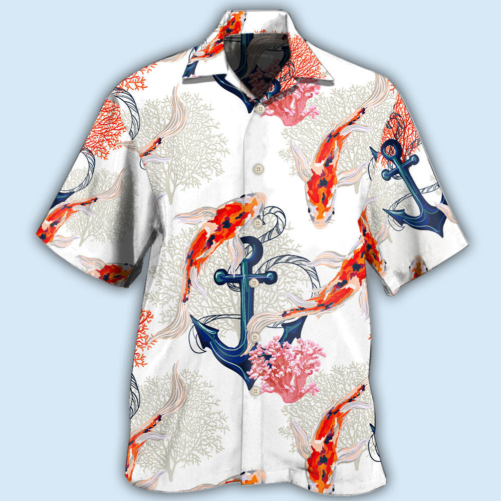 Fish Koi Fish Anchor Coral - Hawaiian Shirt - Reefox