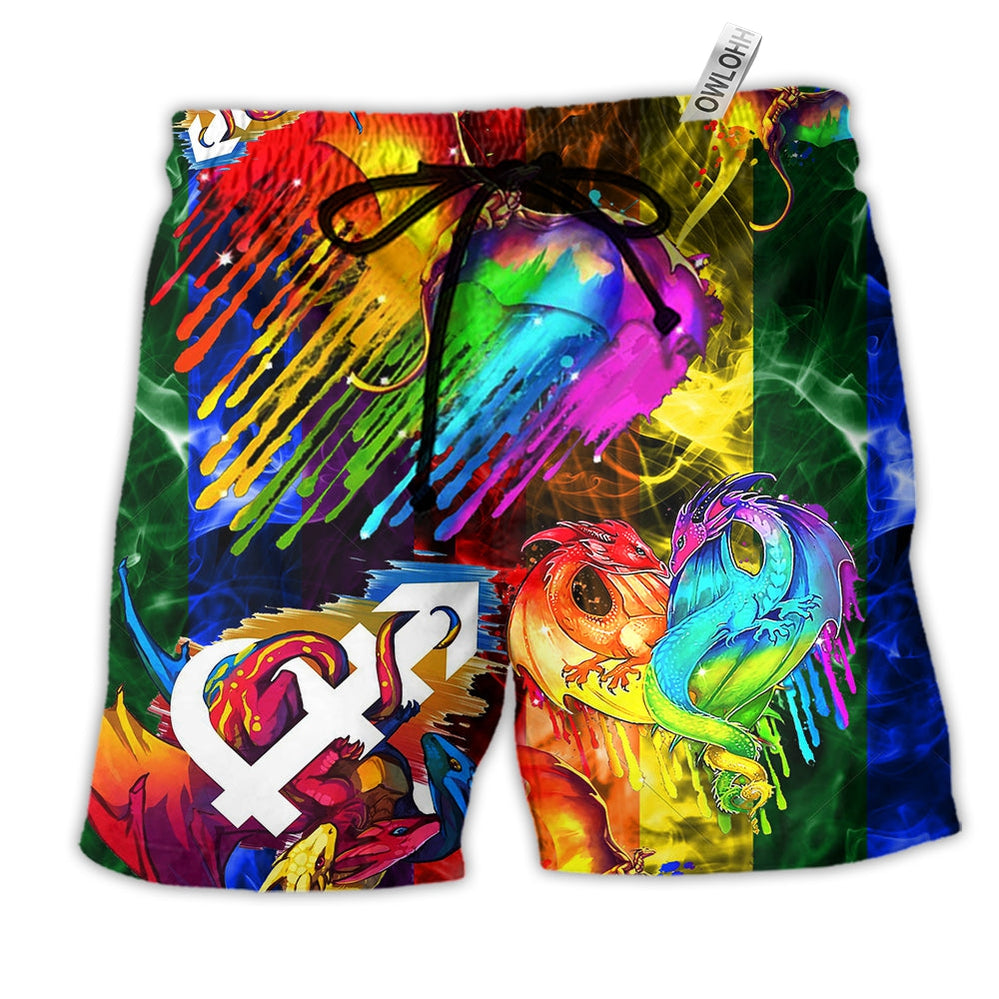Beach Short / Adults / S LGBT Dragon Love Life Color - Beach Short Reefox - Owls Matrix LTD