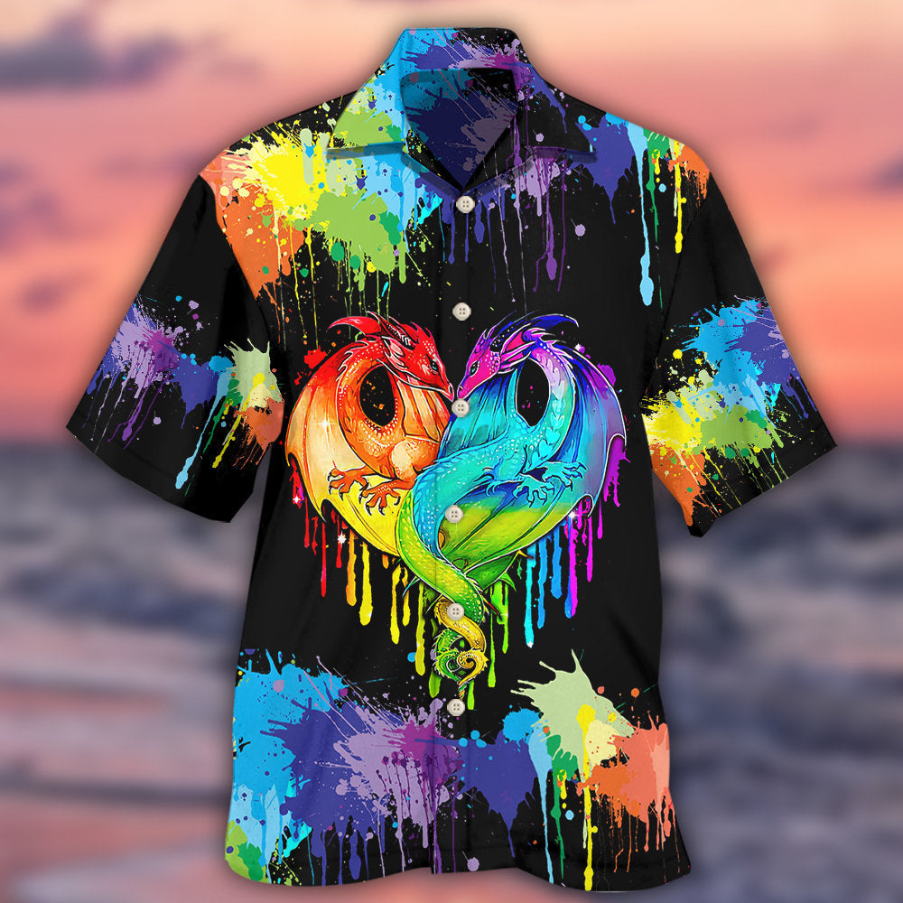 LGBT Pride Dragon Colorful - Hawaiian Shirt - Reefox