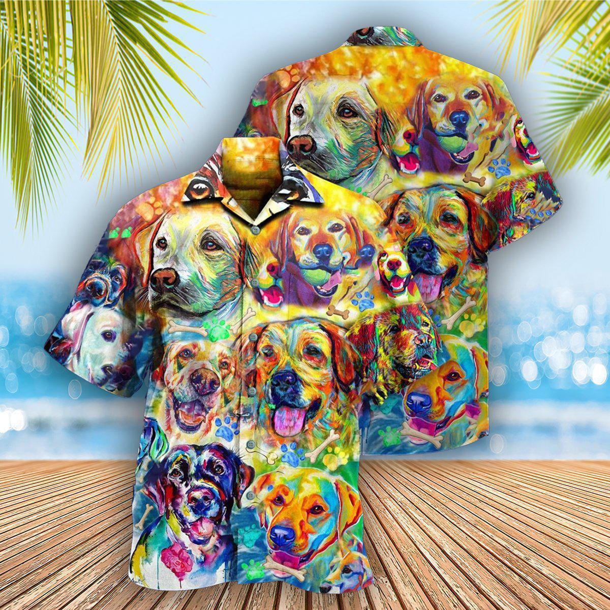 Labrador Retriever Love Is Wet Noses Slobbery Kisses Wagging Tails Colorful - Hawaiian Shirt - Reefox