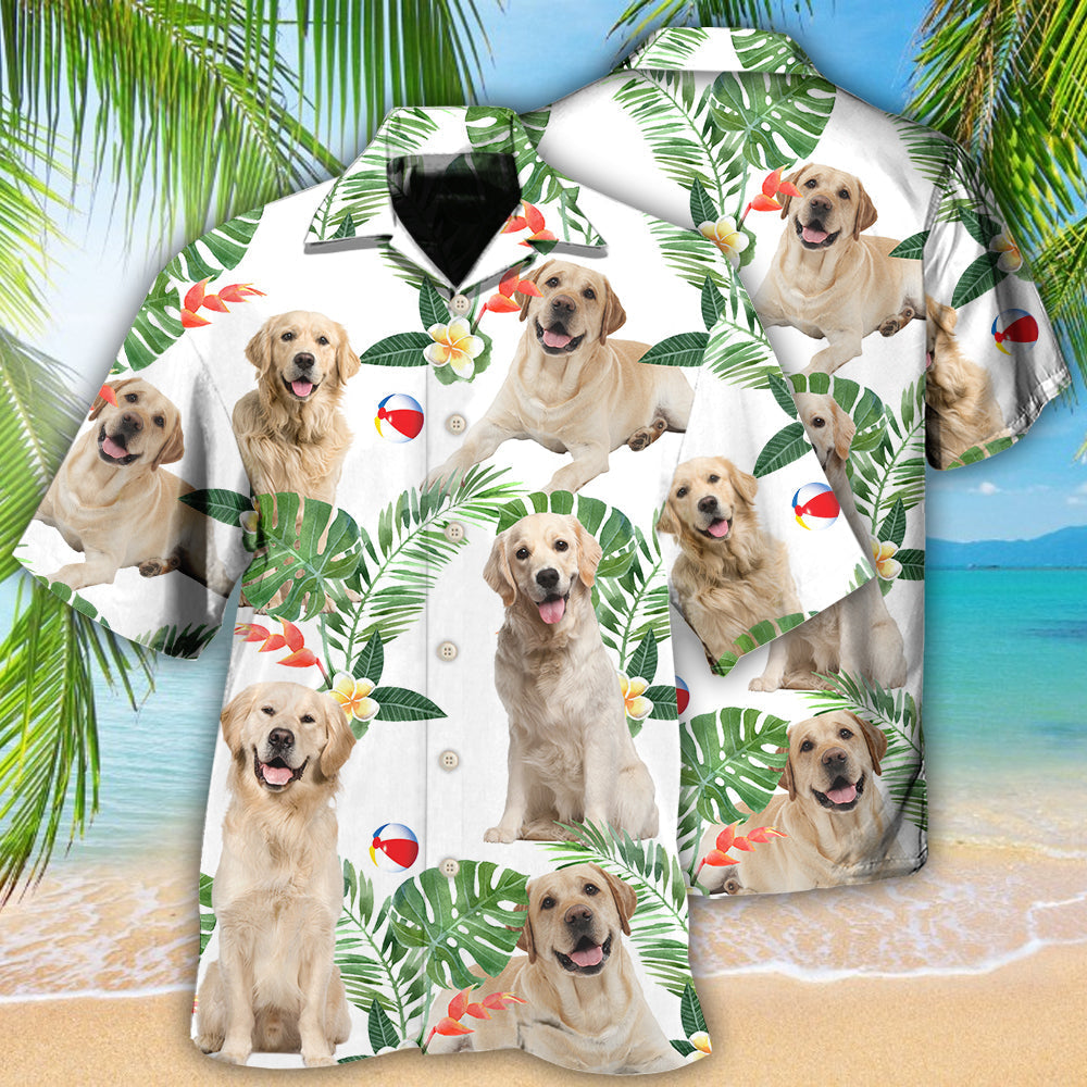 Labrador Retriever Dog Tropical Leaf White Style - Hawaiian Shirt - Reefox