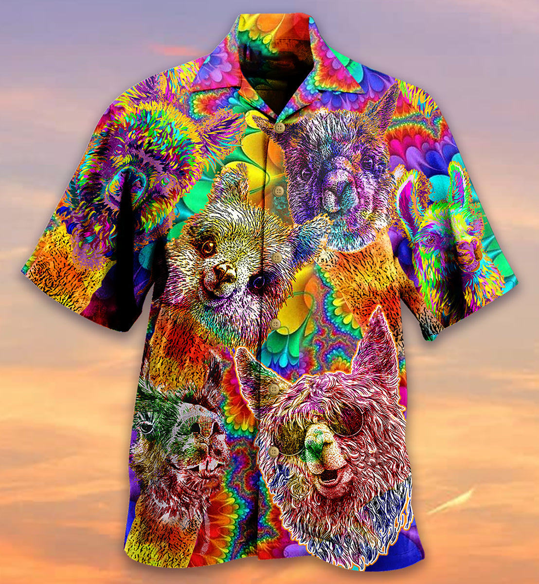 Lama Happiness Smile Mix Color - Hawaiian Shirt - Reefox