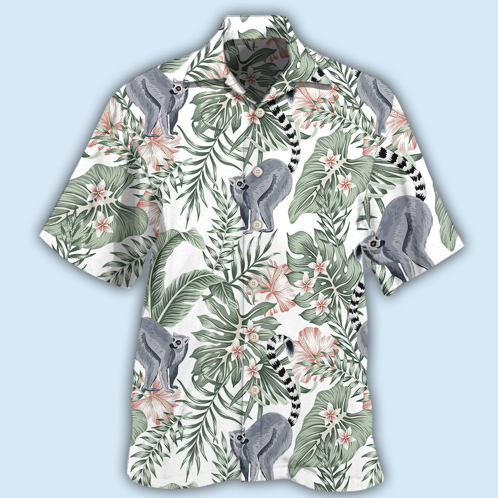 Lemur And Tropical Leaf - Hawaiian Shirt - Reefox