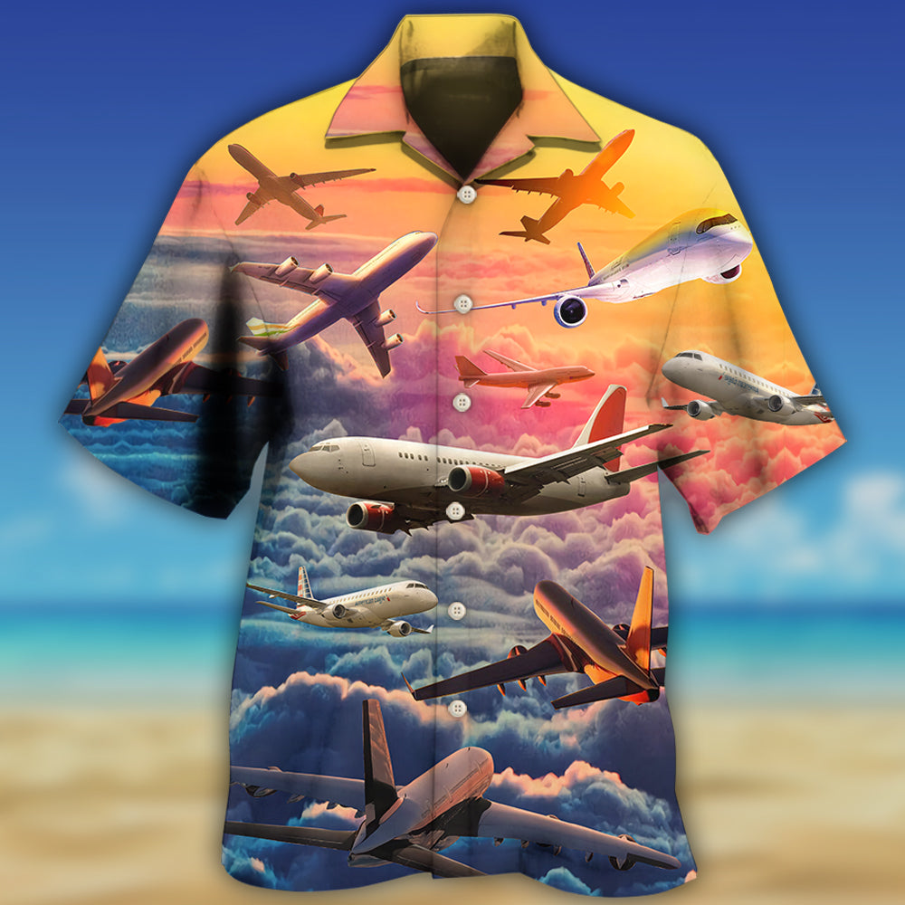 Airplane Let Your Dreams Take Flight Style - Hawaiian Shirt - Reefox
