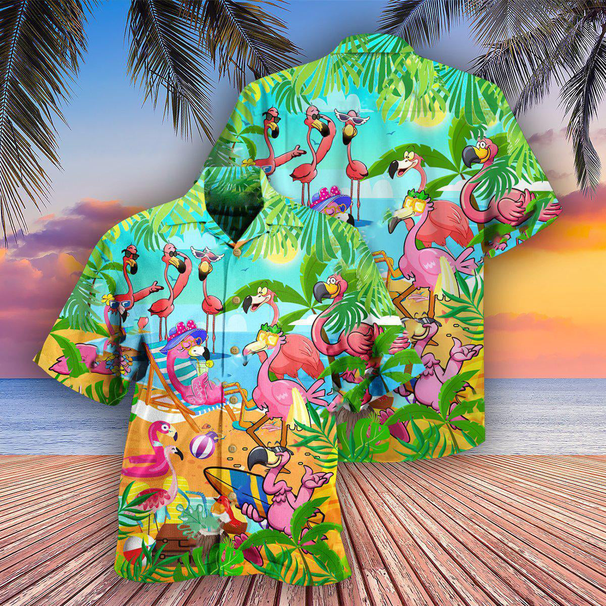 Flamingo Let's Get Flocked Up - Hawaiian Shirt - Reefox