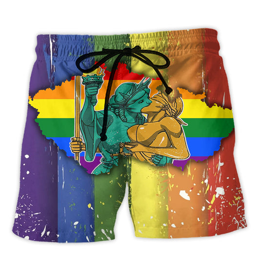 Beach Short / Adults / S LGBT Liberty And Justice For All Cool - Beach Short Reefox - Owls Matrix LTD