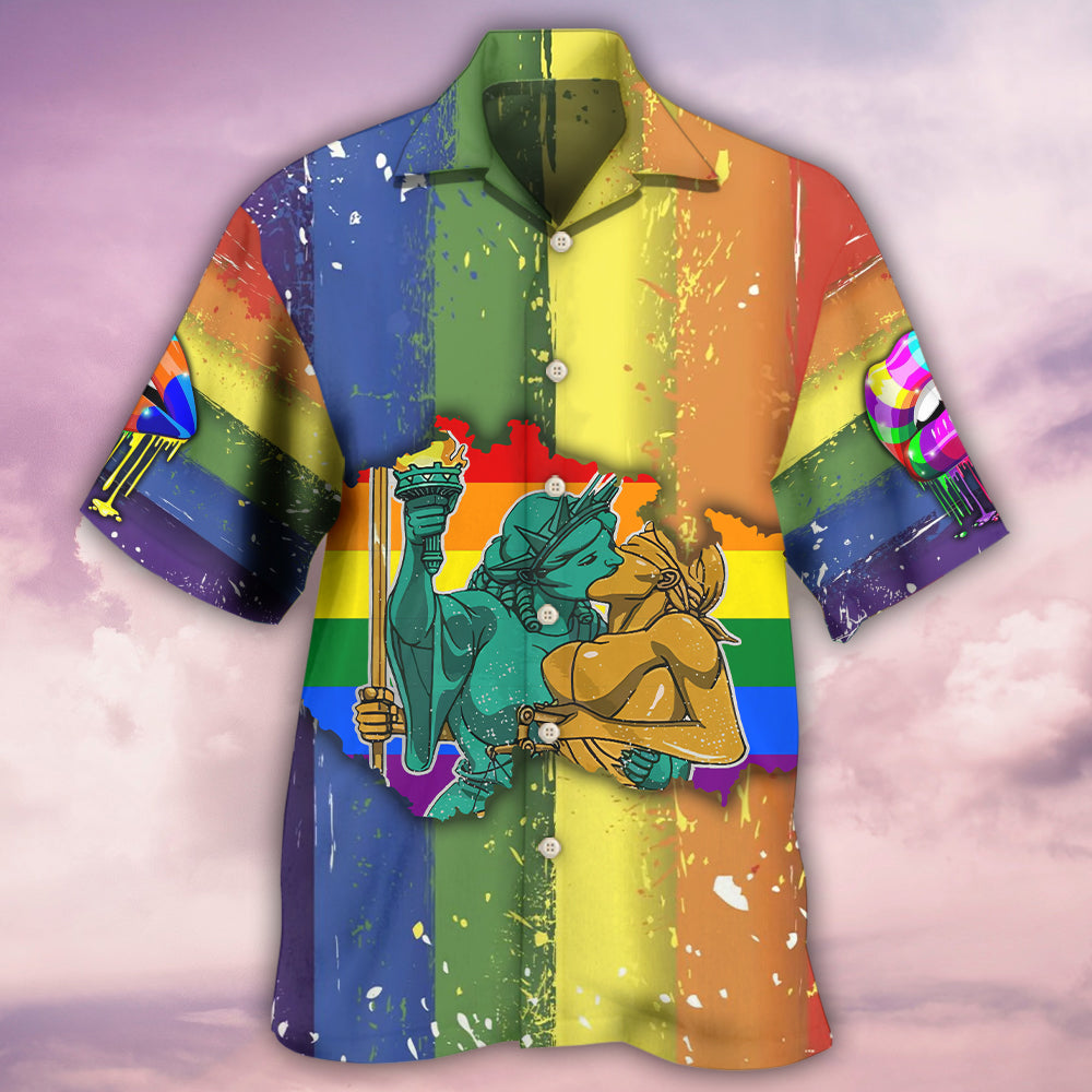 LGBT Liberty And Justice For All Cool - Hawaiian Shirt - Reefox
