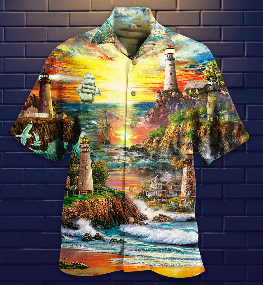 Lighthouse Love Ocean - Hawaiian Shirt - Reefox