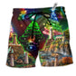 Beach Short / Adults / S Lighthouse Merry Christmas Happy - Beach Short Reefox - Owls Matrix LTD