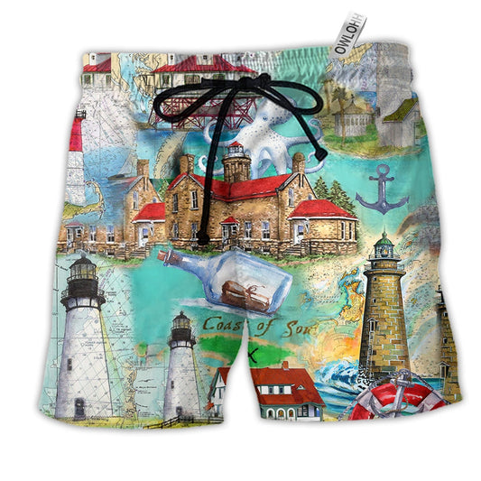 Beach Short / Adults / S Lighthouse Take The Cruise Of Your Life - Beach Short Reefox - Owls Matrix LTD