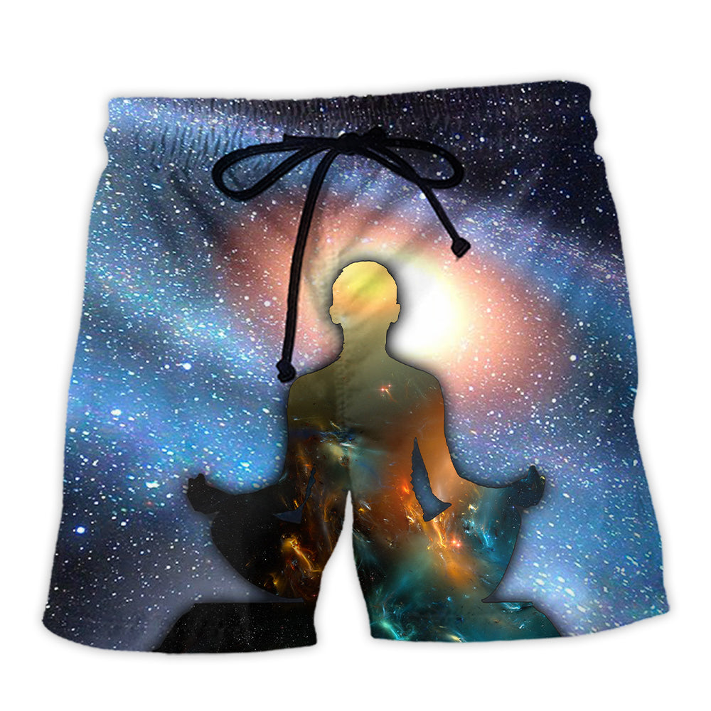 Beach Short / Adults / S Yoga Meditation Large Galaxy - Beach Short Reefox - Owls Matrix LTD