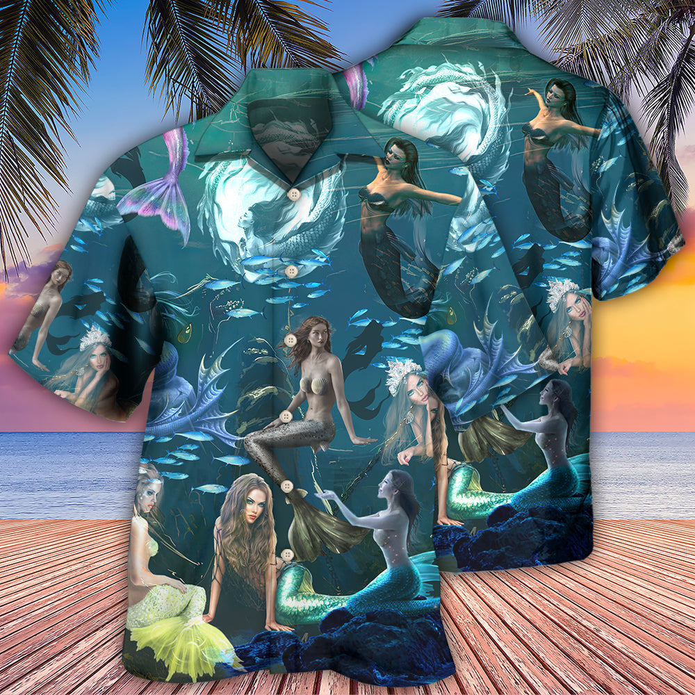 Mermaid In The Dark Deep Sea - Hawaiian Shirt - Reefox