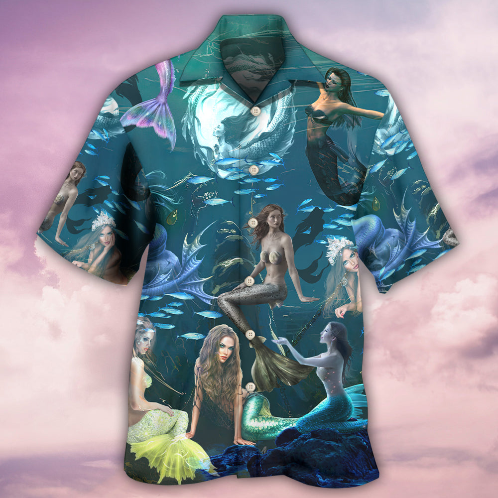 Mermaid In The Dark Deep Sea - Hawaiian Shirt - Reefox